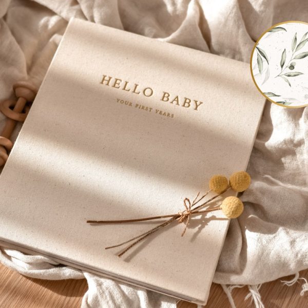 Gender Neutral Olive "Hello Baby" Memory Book 0-5 Years